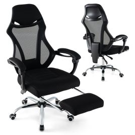 Office Chair - Adjustable Ergonomic Mesh Office Chair with Footrest Black 70cm