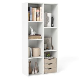 WVION Vertical or Horizontal Freestanding Bookshelf with 7 Compartments-White