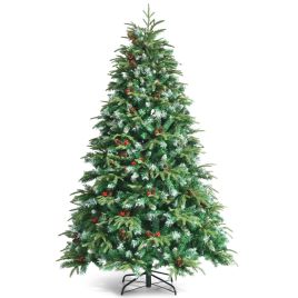 Hinged Pre-lit Christmas Tree with 450 LED Lights - 7 ft