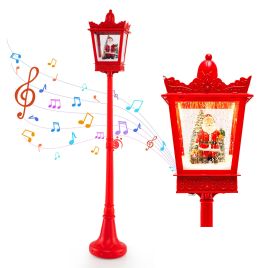 Musical Christmas Street Lamp Plug-in Post with LEDs - Red
