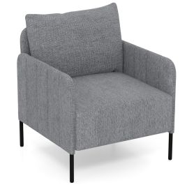 Chenille Single Seat Sofa with Cushion and Adjustable Foot Pads-Grey