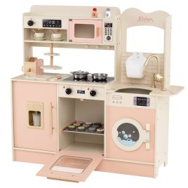 SORIN Children Pretend Toy Kitchen Playset with Stoves and Coffee Machine-Pink