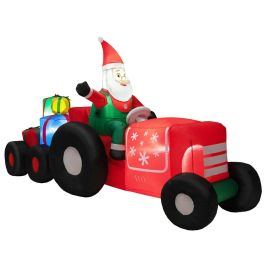 Inflatable LED Santa Driving Tractor with Gifts
