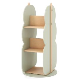 360deg Display Corner Book Shelf with Side Hooks for Small Space-Green