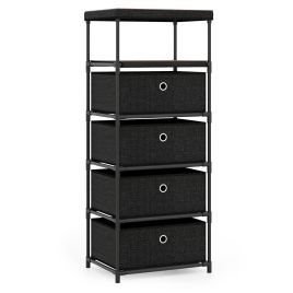 LAGOS Black Chest of Drawers - Tallboy, Medium-sized, 4 Fabric Drawers