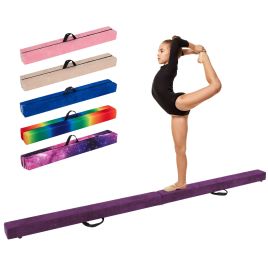 ARVETHOR 270CM Folding Balance Beam with Solid Wood Base and Anti-slip Bottom-Purple