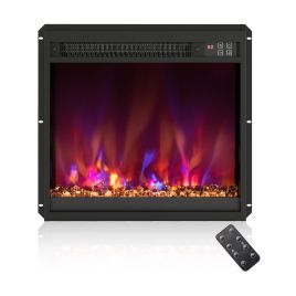 18 inch Electric Fireplace Insert Recessed 1500W Fireplace Heater with Remote Control-Black