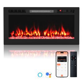 UZEN WiFi-Enabled Electric Fireplace Compatible with Alexa and Google Assistant-M