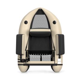 Boat Surfing - Inflatable Fishing Float Tube with Pump, Paddle, Storage Pockets-Beige