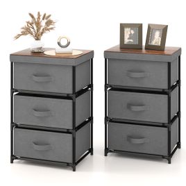 ORYEL Fabric Storage Organizer Tower Unit Set of 2 with Removable Lid-Grey