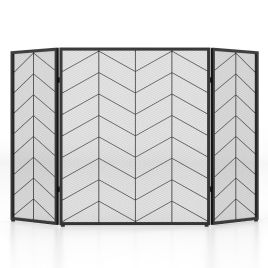 3-Panel Folding Spark Guard with Chevron Herringbone Pattern