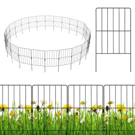 Fence Panel - 25 Pieces 33 x 61 cm Garden Fence with Rotatable Connector