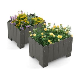 IVRA 2 Pack Rectangular Planter Box HDPE Flower Pot with Drainage Gaps-Grey