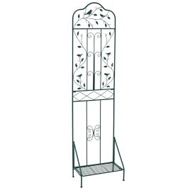 NORVA Garden Trellis with Foldable Shelf and Anti-Tipping Device-Dark Green-1 Pack