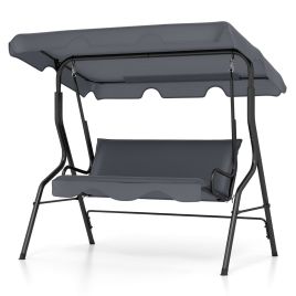 Garden Patio Metal Swing 3 Seater Lounger-Grey