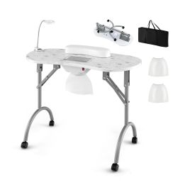 BRAVENYX Folding Manicure Nail Table with Electric Dust Collector-White