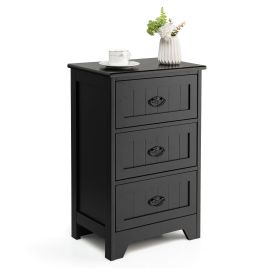 Bedside Table - CHARD Nightstand Black 30cm