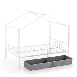 Double Bed - CEDRAL House Bed with 2 Drawers No Box Spring Needed - White