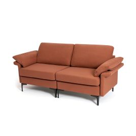 2 Seater Sofa - L-Shaped 2-Seater Upholstered Sectional Couch-Red