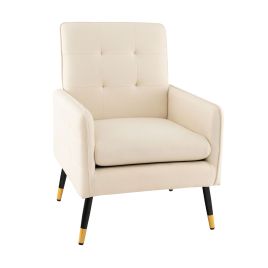 Linen Fabric Accent Chair Single Sofa with Removable Seat Cushion-Beige