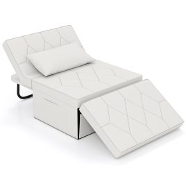CINDRIX 4-in-1 Foldable Sofa Bed Ottoman Convertible Sleeper Sofa Chair-White