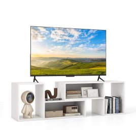 TV Stand - 2-Piece Console TV Stand Modern Minimalist Entertainment Center-White