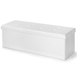 Ottoman Bench - Folding Storage Ottoman Bench with Lid for Living Room-White