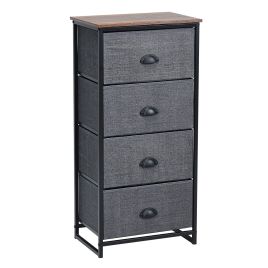 Bedside Table - VEGAS 4 Tier Nightstand Black 45cm