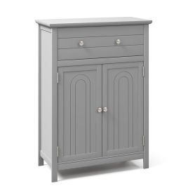 ENIN Freestanding Floor Storage Cabinet with Drawer and Adjustable Shelf-Grey
