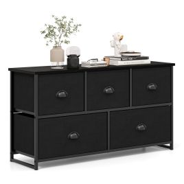 HALTON Black Chest of Drawers - Medium-sized, 5 Drawers