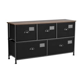 HOLY Black Chest of Drawers - Medium-sized, 5 Drawers