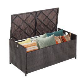 Garden Storage - 128L Patio Storage Bench with Cushion and Zippered Liner