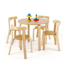 5 Pcss Kids Bentwood Curved Back Table and Chair Set - Natural