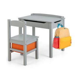 XODA Kids Table and Chair Set with Hidden Space and Hook-Grey
