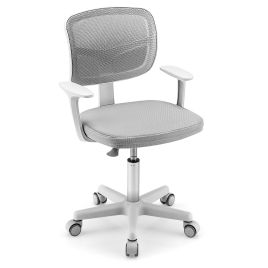 LYNE Kids Height-Adjustable Swivel Computer Desk Chair with Lumbar Support-Grey