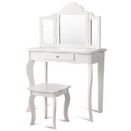 Dressing Table - PERRY Dresser with Stool White 70cm