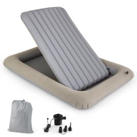 DARCREST Inflatable Toddler Travel Bed with Electric Pump and Bed Rails-Grey
