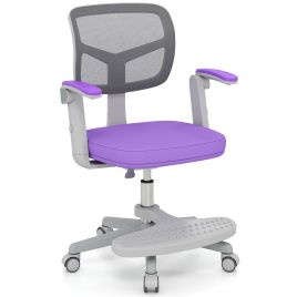 DAVREN Kids Desk Chair Children Study Chair with Adjustable Height Armrest and Footrest-Purple