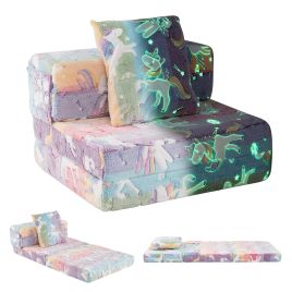YIORA Glow in the Dark Kids Sofa with Washable Cover-Multicolour