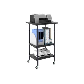 FERNDOR Height Adjustable Printer Stand with Storage Shelves and Locking Wheels-Black