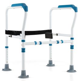 Toilet Safety - Stand Alone Toilet Safety Frame with Adjustable Height and Width -Blue