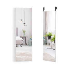 Full Length Wall Hanging Mirror with Adjustable Hook - Silver