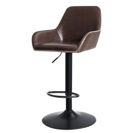 PU Leather 360Â° Swivel Adjustable Bar Stool with Armrest