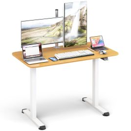 Electric Height Adjustable Standing Desk with Button Controller-Natural