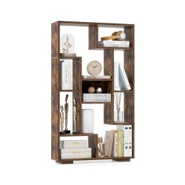 Bookcase - 120cm Tall Bookshelf with Anti-tipping Kits for Home Office-Brown