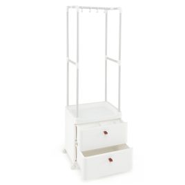 Garment Rack - Freestanding Heavy-duty Clothing Stand Dresser with Hanging Rod and Storage Shelves-White