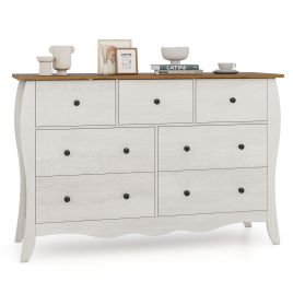 LISDEN Grey Chest of Drawers - Medium-sized, 7 Fabric Drawers, Double