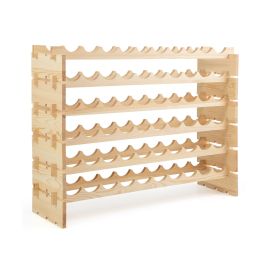 6 Tiers 60 Bottles Wine Rack with Tool-Free Assembly-Natural
