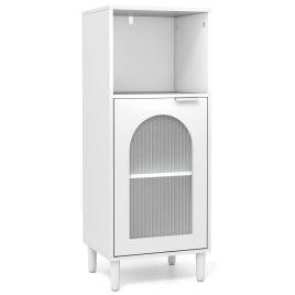 Bathroom Floor Cabinet with Adjustable Shelf for Hallway Living Room-White