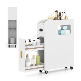 FENSHIRE 16 CM Small Bathroom Storage Cabinet with Slide Out Drawer-White